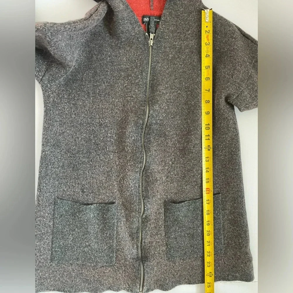 Jones New York Marino Wool Blend Zip Up Cardigan Pockets Red Gray Sz Medium